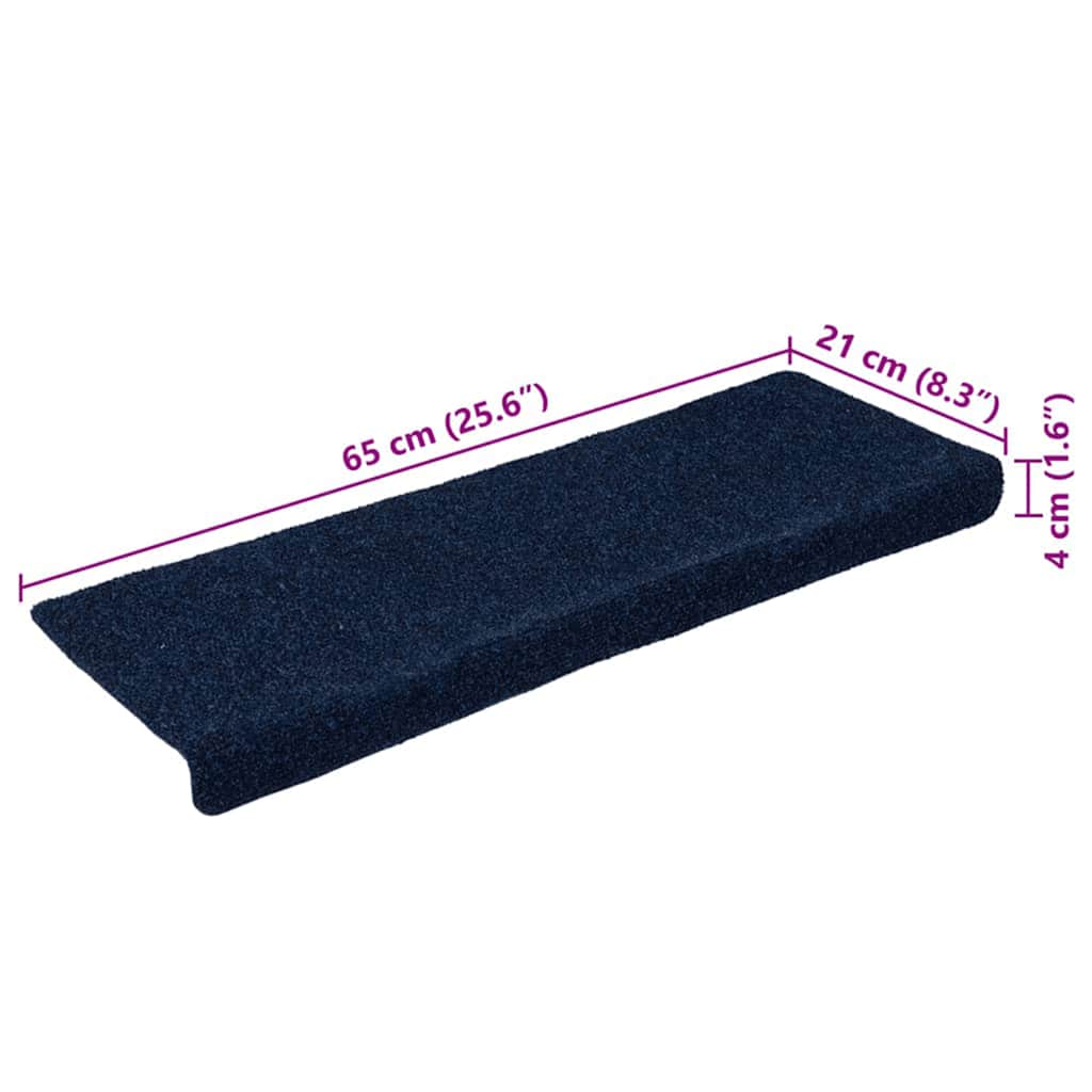 Tappetini per scale autoadesivi 30 pz 65x21x4 cm blu navy bordo rettangolare