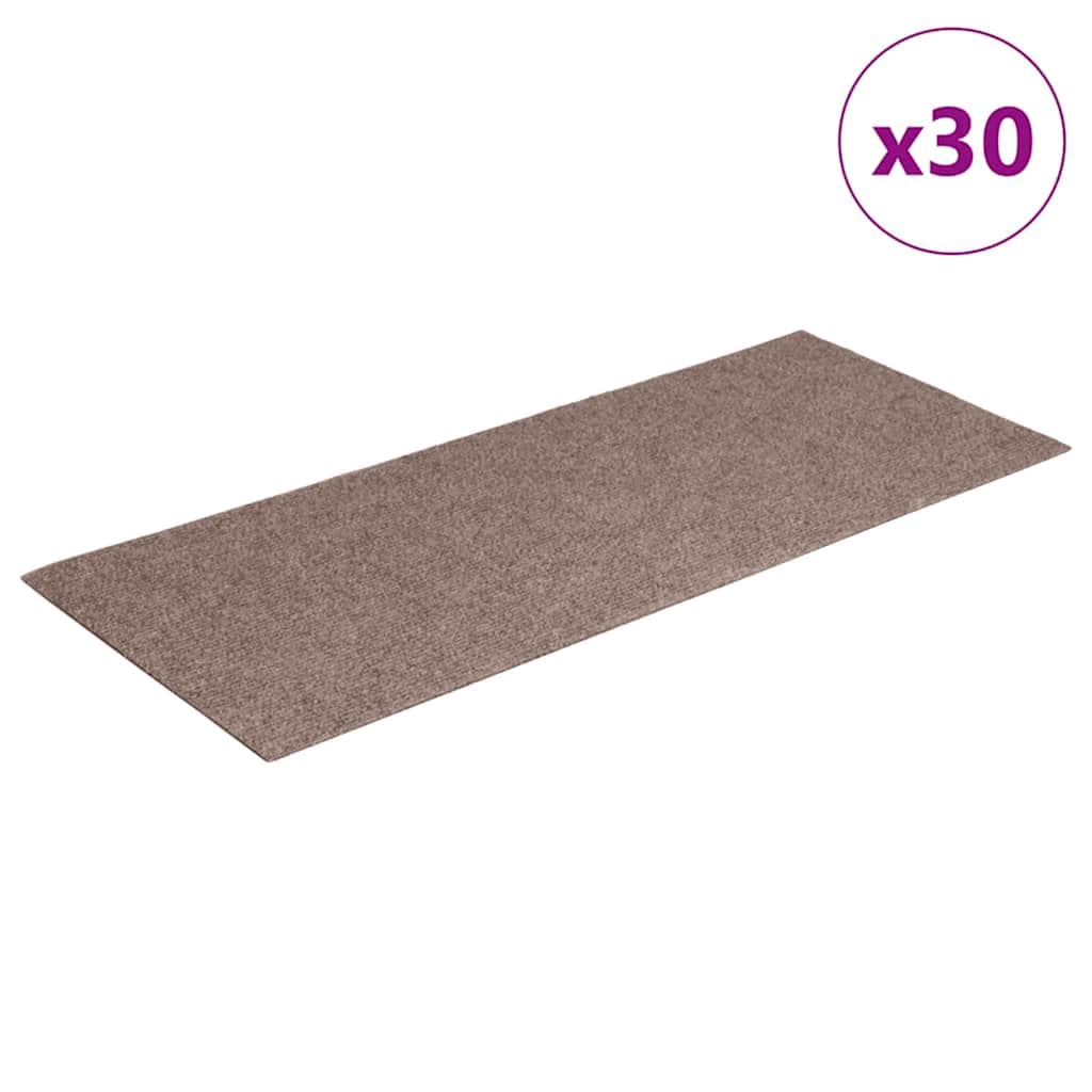 Tappetini per scale autoadesivi 30 pz 60x25 cm marrone chiaro rettangolari