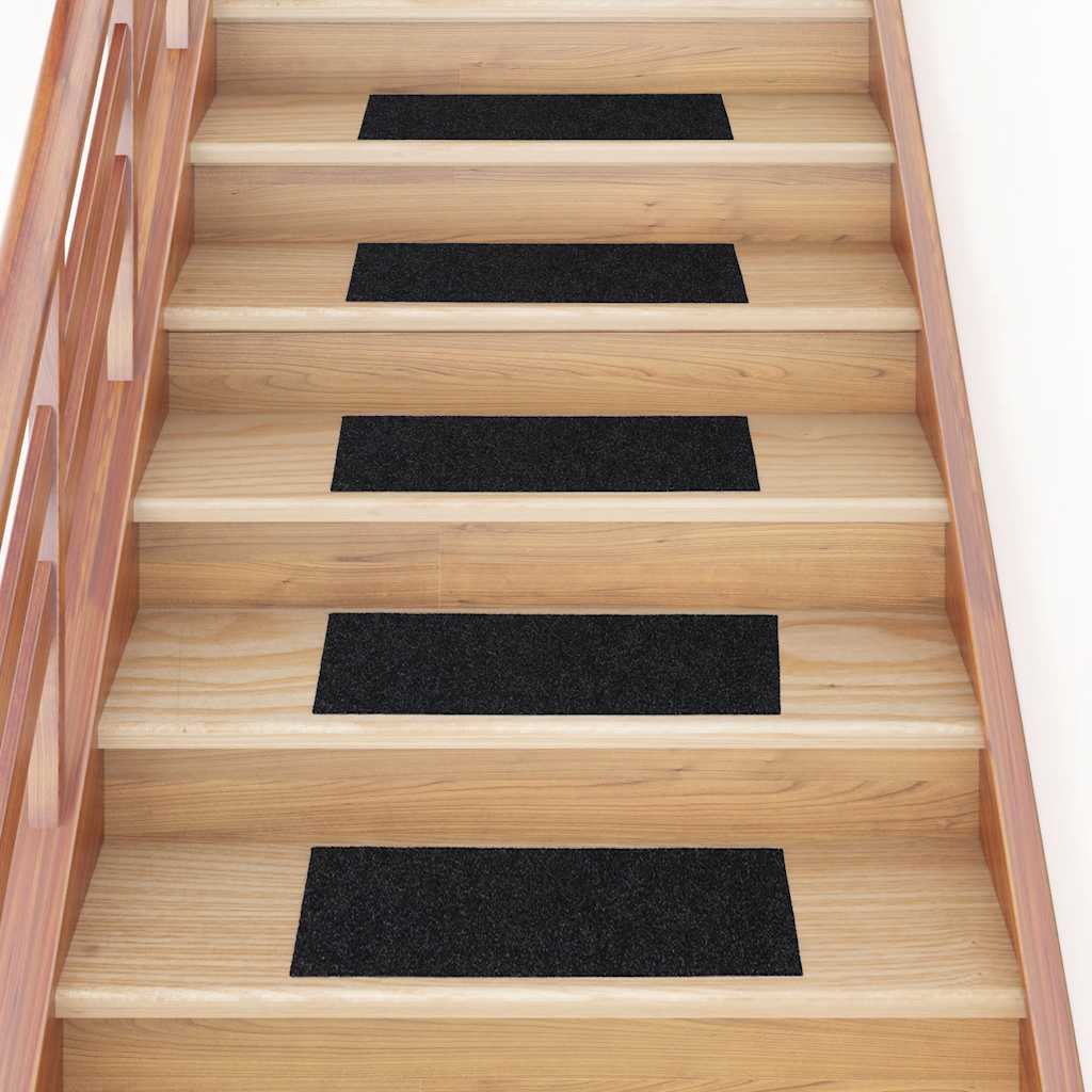 Tappetini per scale autoadesivi 30 pz 60x25 cm neri rettangolari