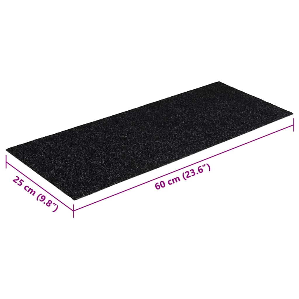 Tappetini per scale autoadesivi 30 pz 60x25 cm neri rettangolari