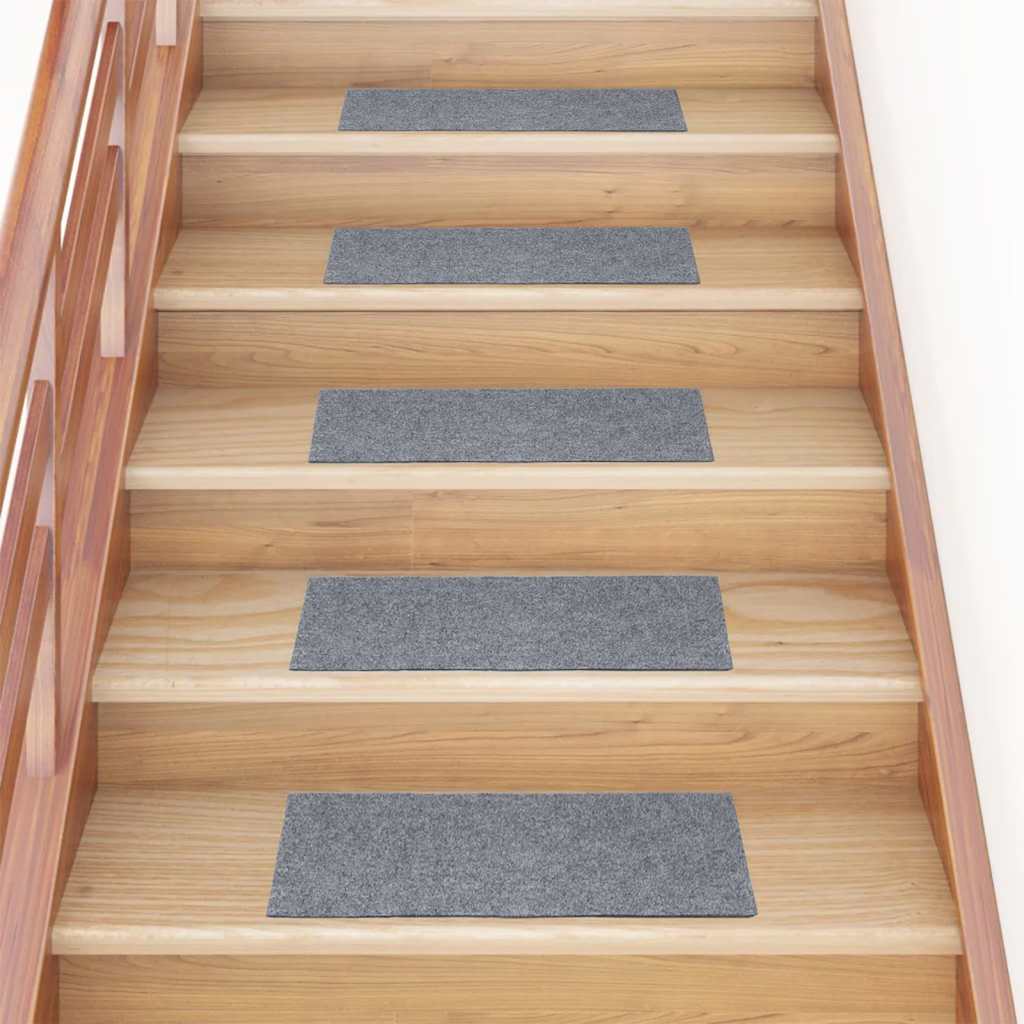 Tappetini per scale autoadesivi 30 pz 60x25 cm Grigio chiaro Rettangolari