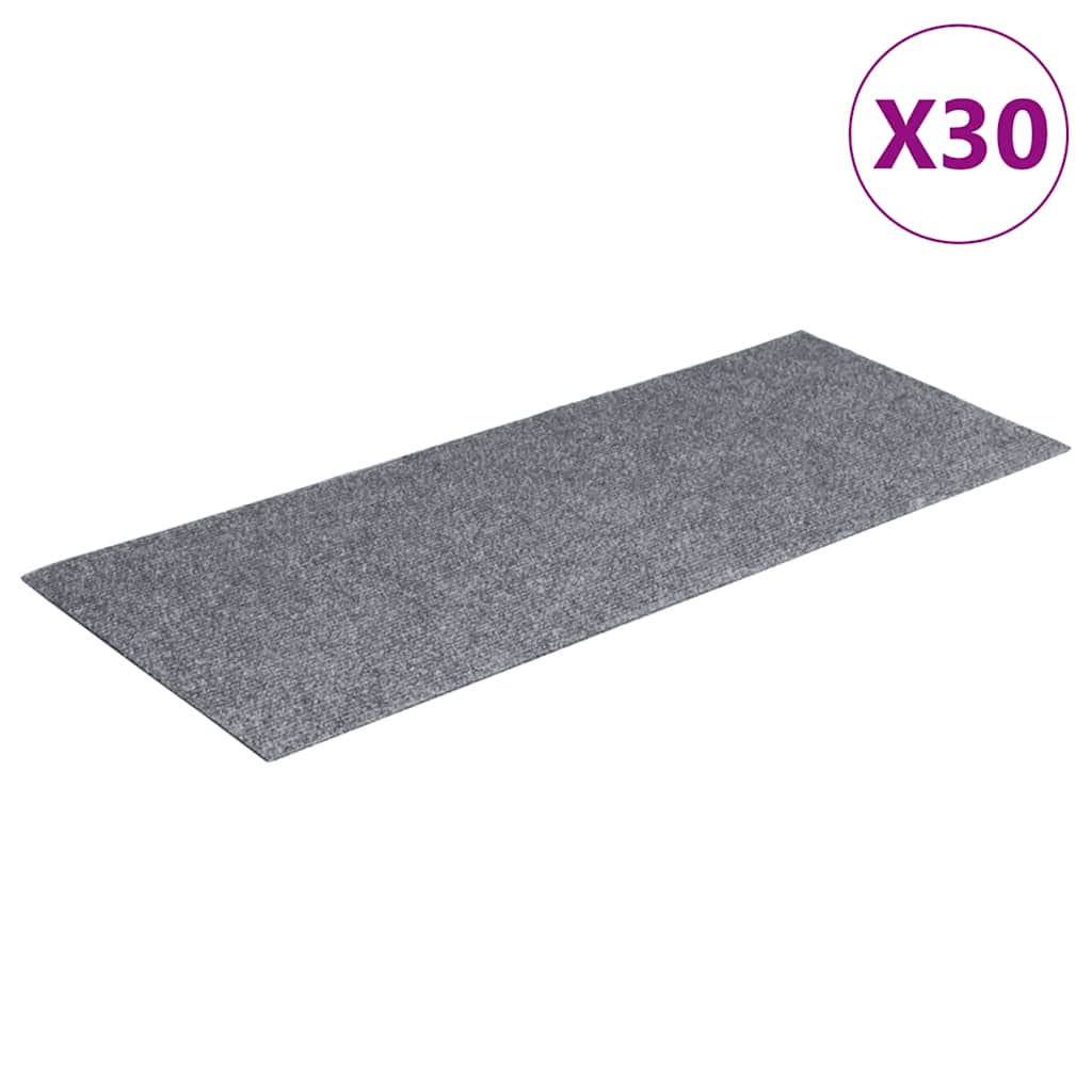 Tappetini per scale autoadesivi 30 pz 60x25 cm Grigio chiaro Rettangolari