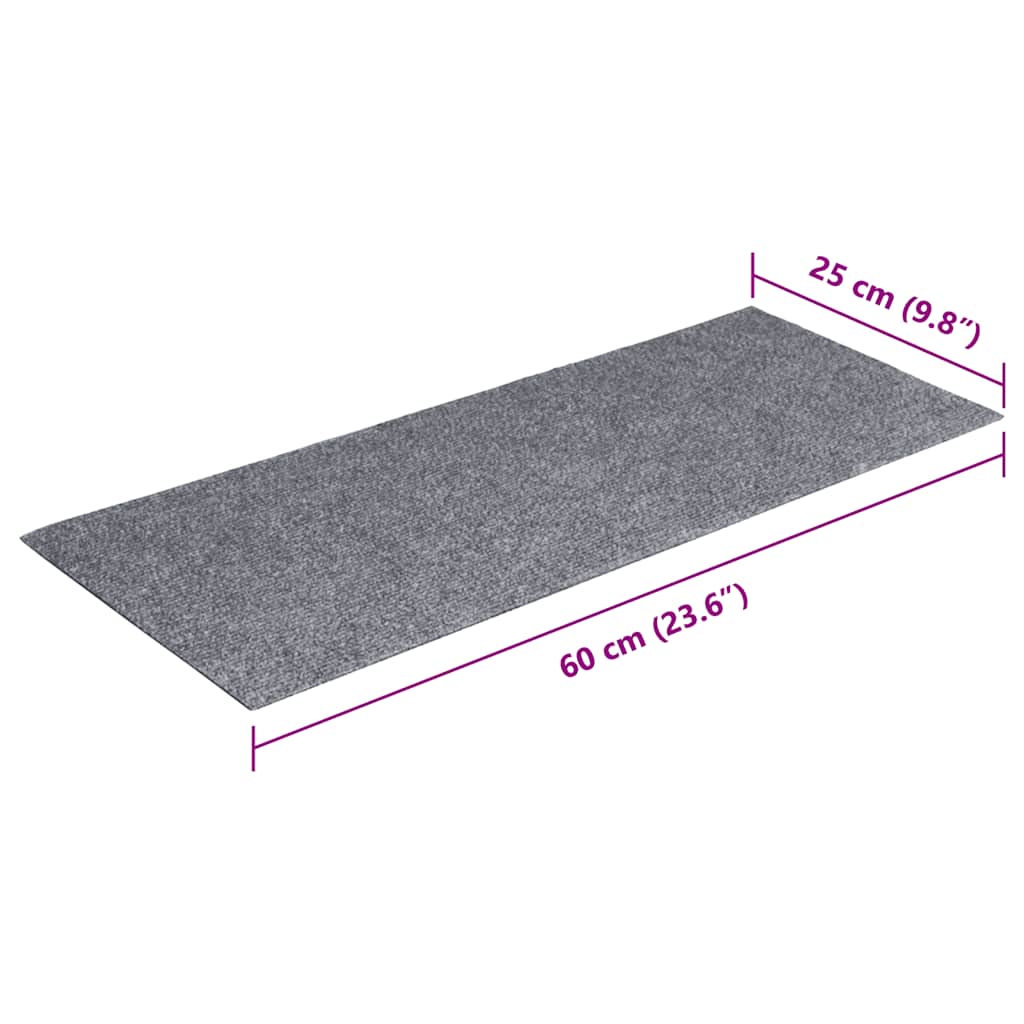 Tappetini per scale autoadesivi 30 pz 60x25 cm Grigio chiaro Rettangolari