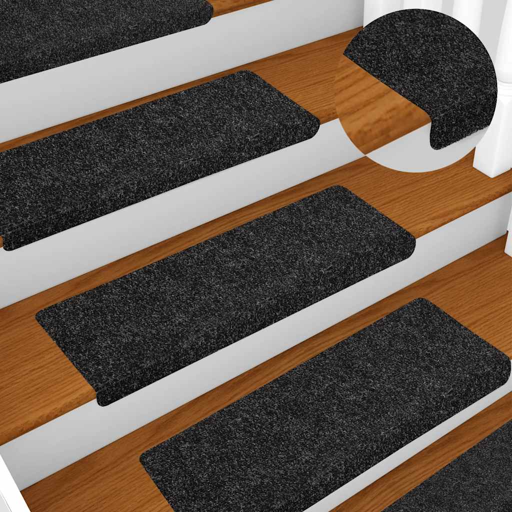 Tappetini per scale autoadesivi 20 pz 65x21x4 cm neri bordo rettangolare