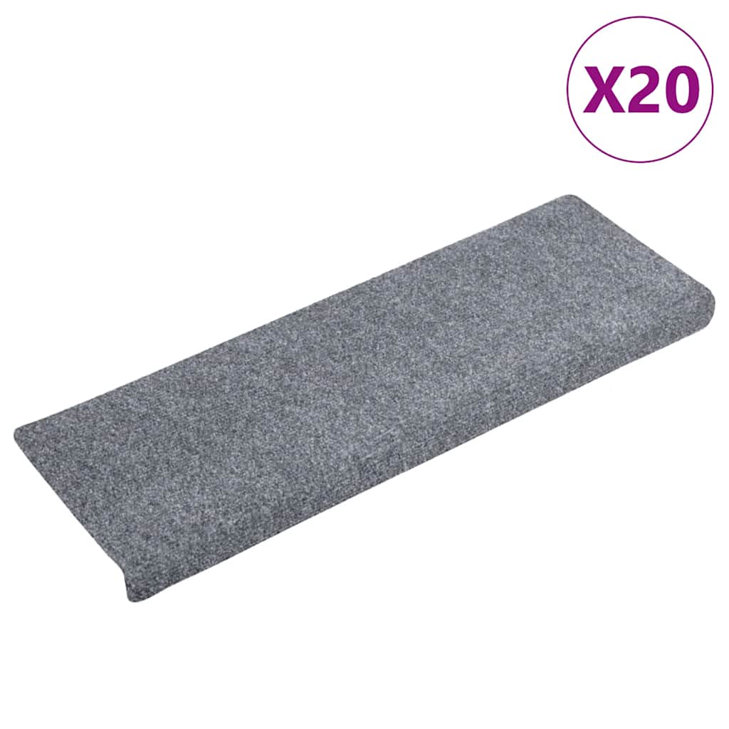 Tappetini per scale autoadesivi 20 pz 65x21x4 cm Grigio chiaro bordo rettangolare