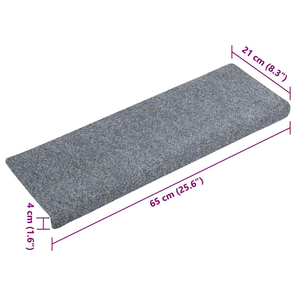 Tappetini per scale autoadesivi 20 pz 65x21x4 cm Grigio chiaro bordo rettangolare