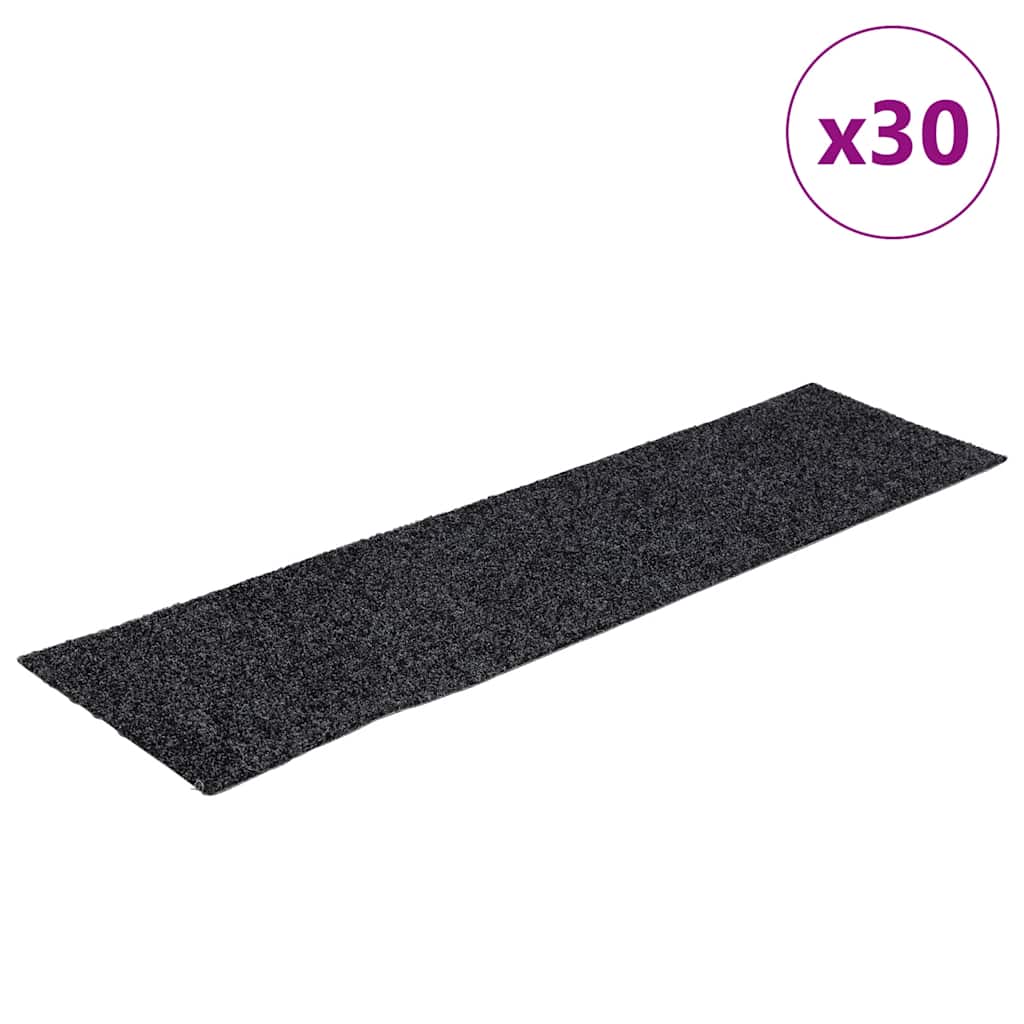 Tappetini per scale autoadesivi 30 pz 76x20 cm Grigio Scuro Rettangolari