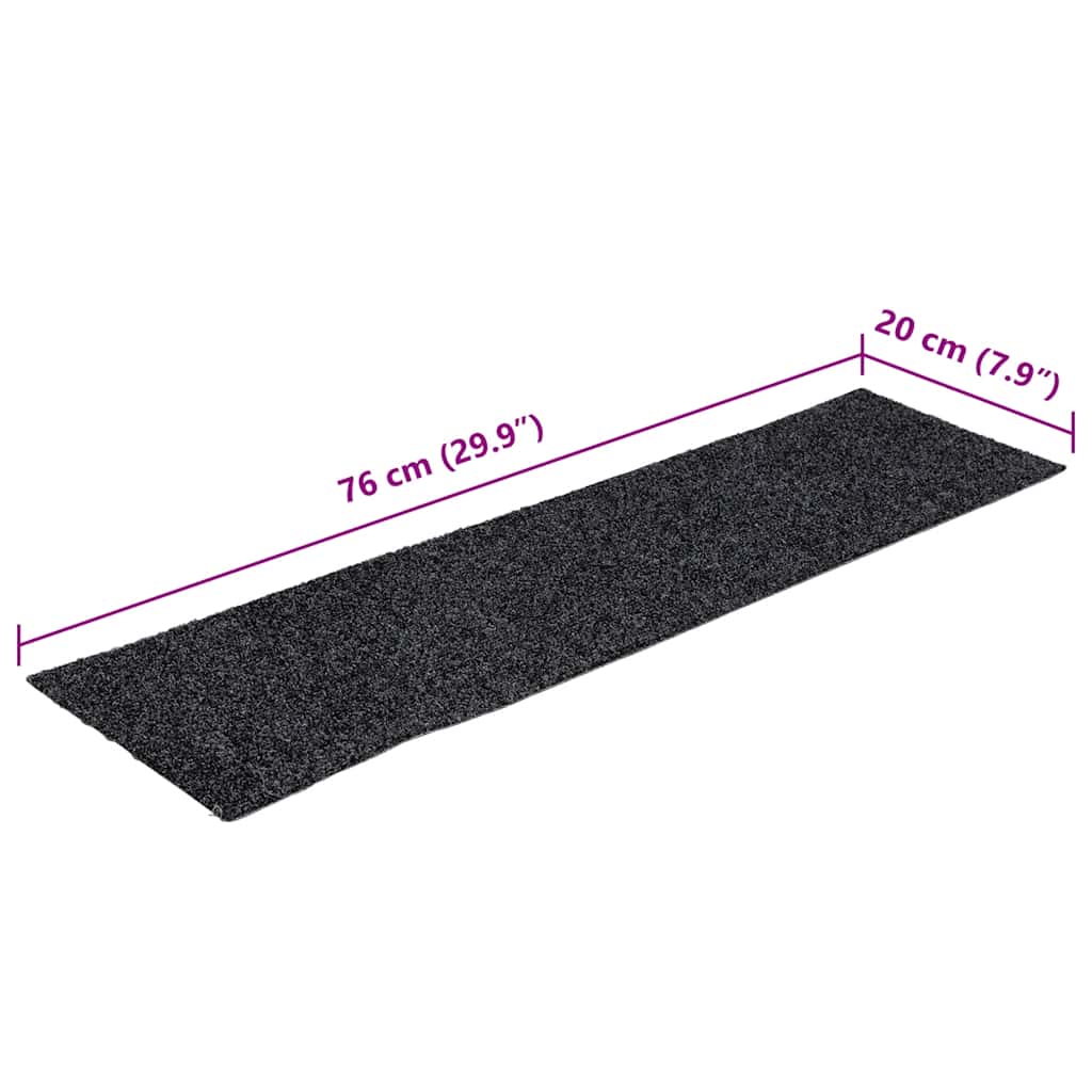 Tappetini per scale autoadesivi 30 pz 76x20 cm Grigio Scuro Rettangolari