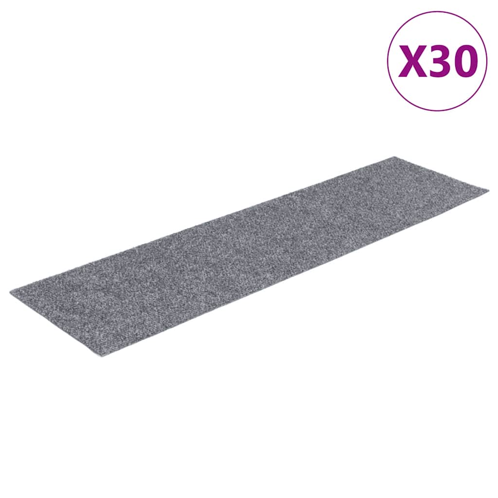 Tappetini per scale autoadesivi 30 pz 76x20 cm Grigio chiaro Rettangolari