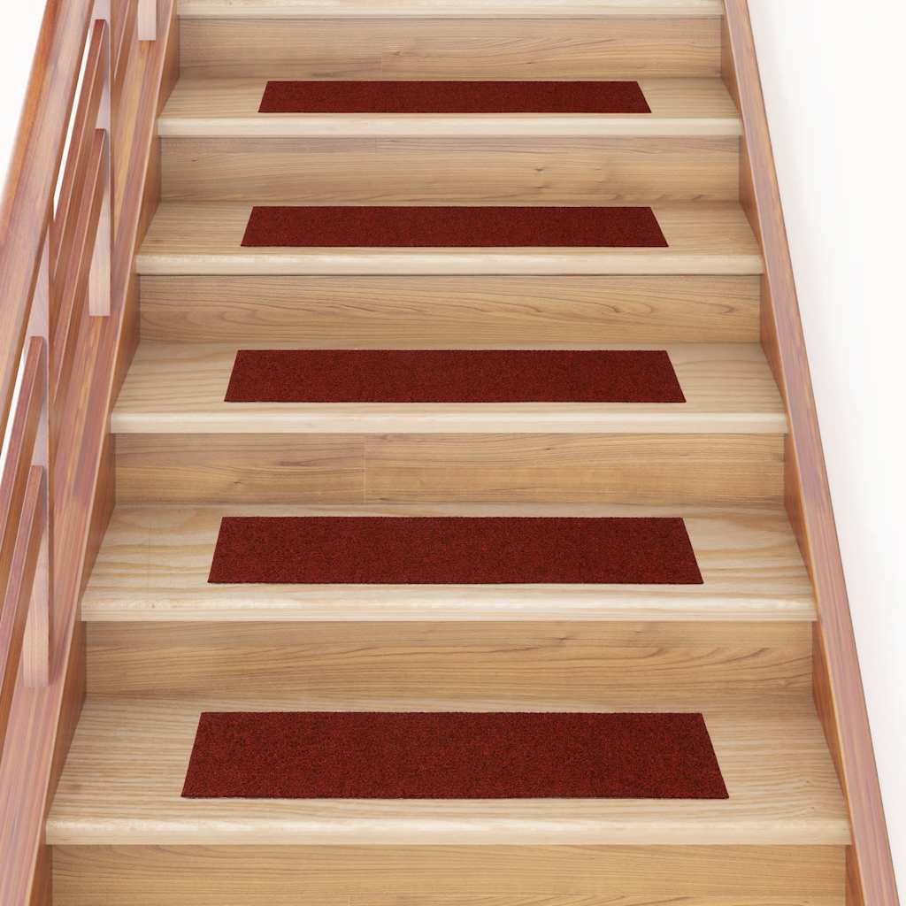Tappetini per scale autoadesivi 30 pz 76x20 cm Bordeaux Rosso Rettangolari