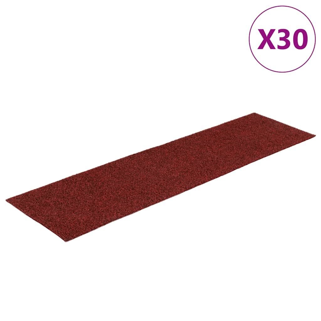 Tappetini per scale autoadesivi 30 pz 76x20 cm Bordeaux Rosso Rettangolari
