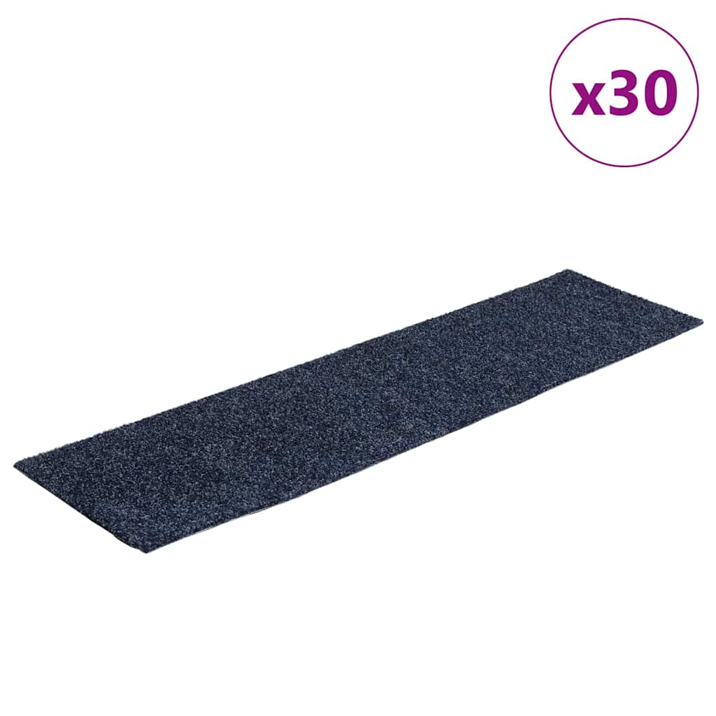 Tappetini per scale autoadesivi 30 pz 76x20 cm Grigio Blu Rettangolari