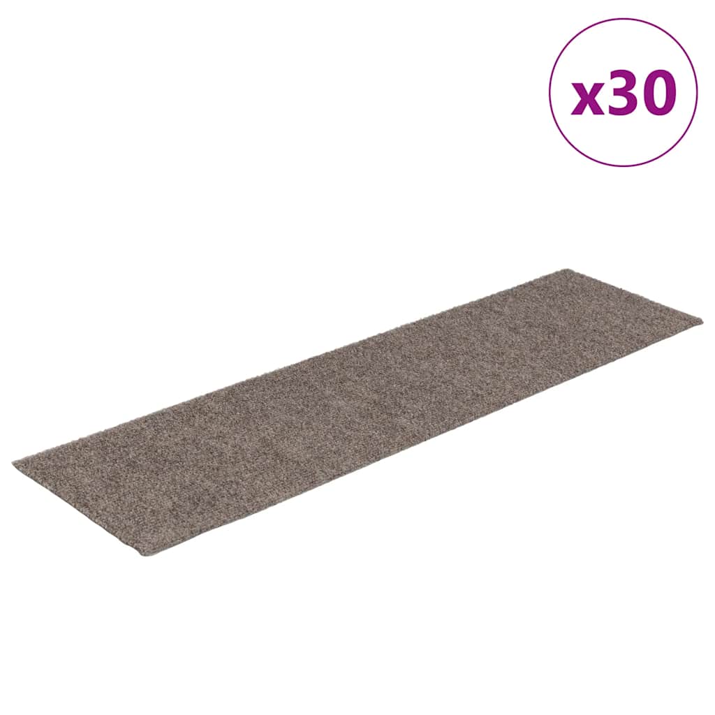 Tappetini per scale autoadesivi 30 pz 76x20 cm Beige Rettangolari