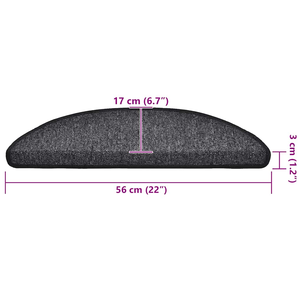 Tappetini per scale 30 pz 56x17x3 cm Antracite Semicircolari