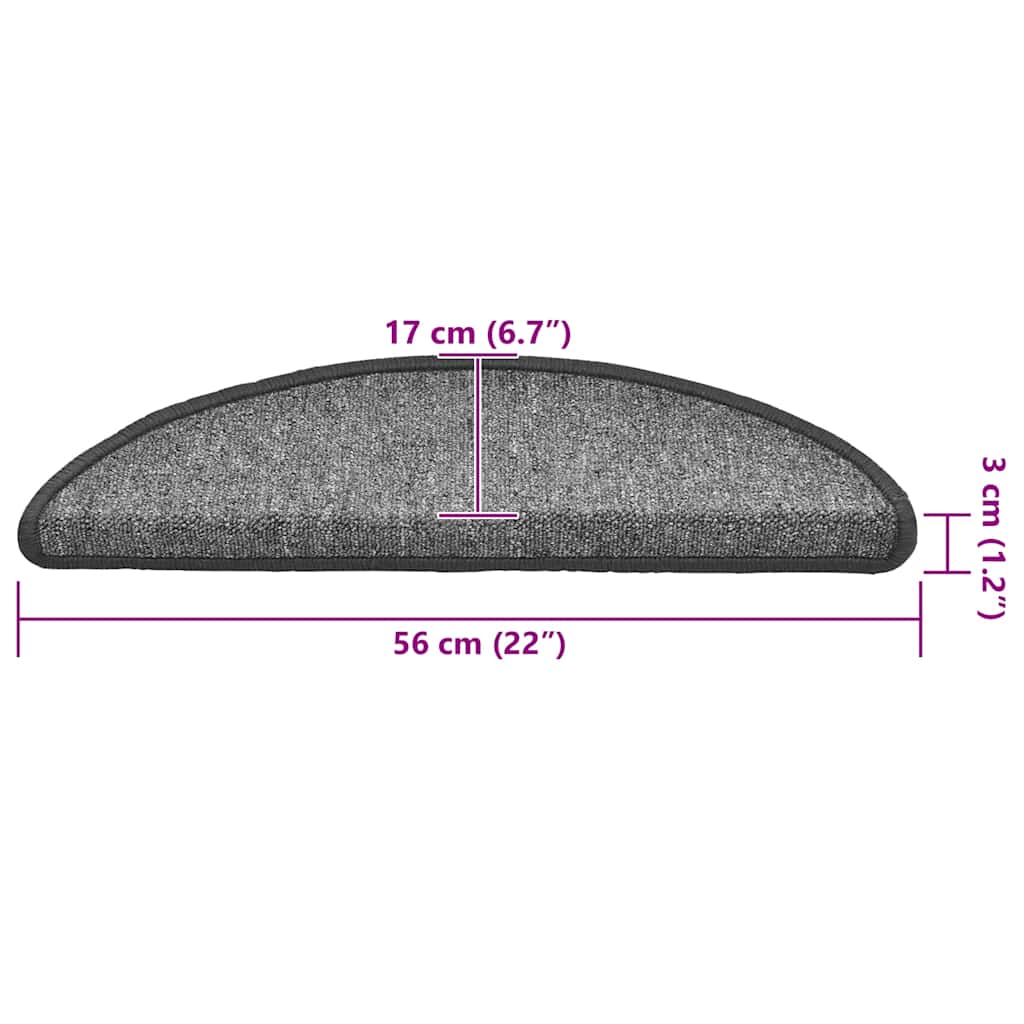 Tappetini per scale 30 pz 56x17x3 cm Grigio scuro Semicircolari