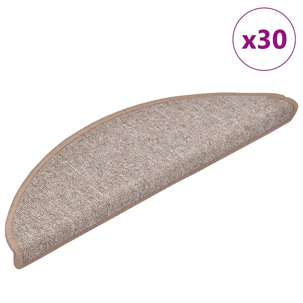 Tappetini per scale 30 pz 56x17x3 cm Marrone chiaro Semicircolari