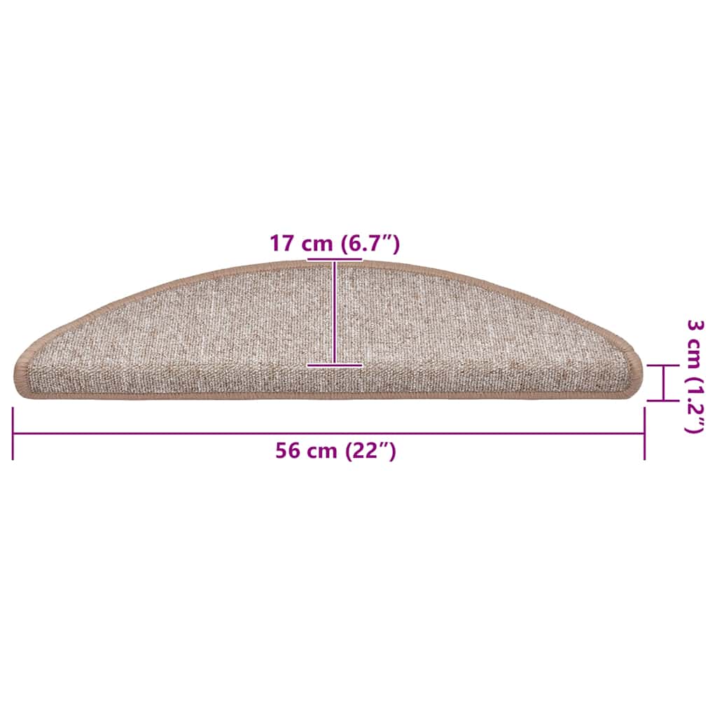 Tappetini per scale 30 pz 56x17x3 cm Marrone chiaro Semicircolari