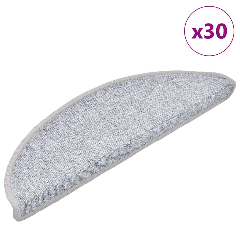 Tappetini per scale 30 pz 56x17x3 cm Grigio chiaro Semicircolari