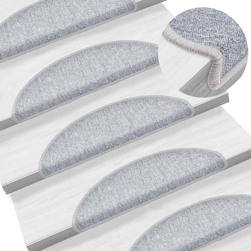 Tappetini per scale 30 pz 56x17x3 cm Grigio chiaro Semicircolari