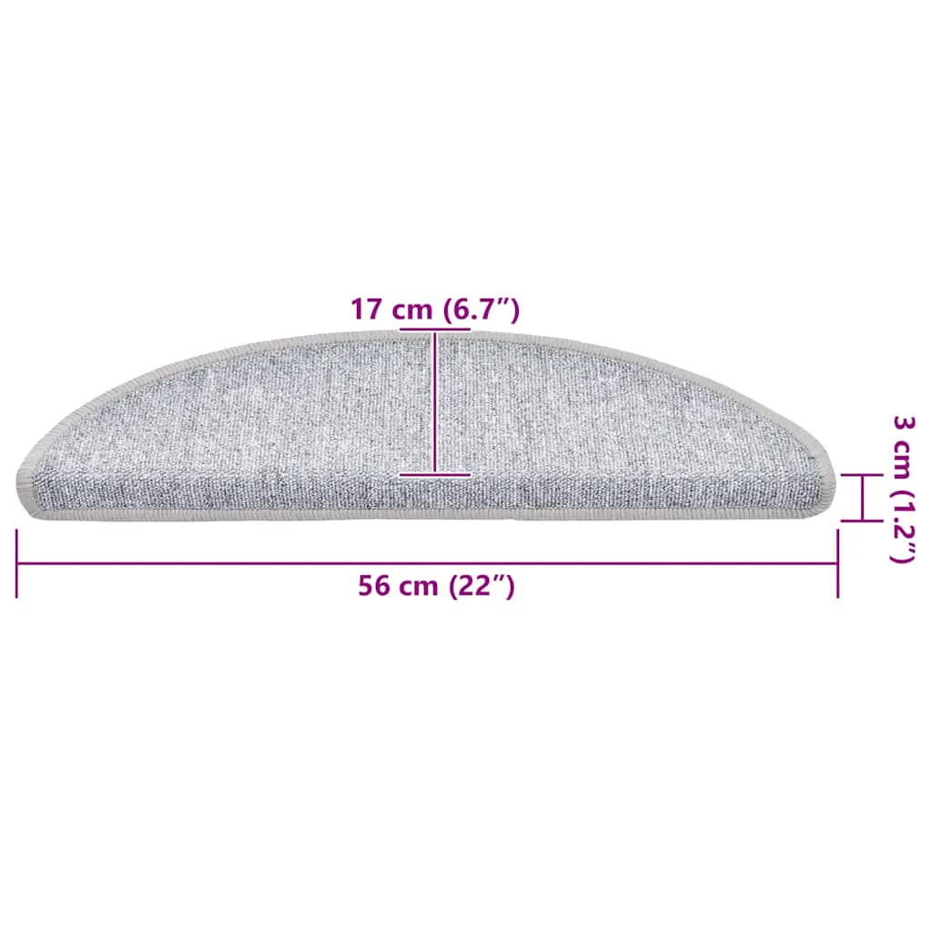 Tappetini per scale 30 pz 56x17x3 cm Grigio chiaro Semicircolari