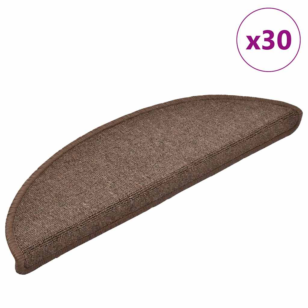 Tappetini per scale 30 pz 56x17x3 cm Marrone caffè Semicircolari