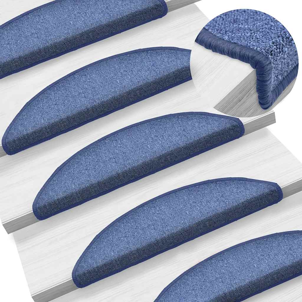 Tappetini per scale 30 pz 56x17x3 cm blu semicircolari