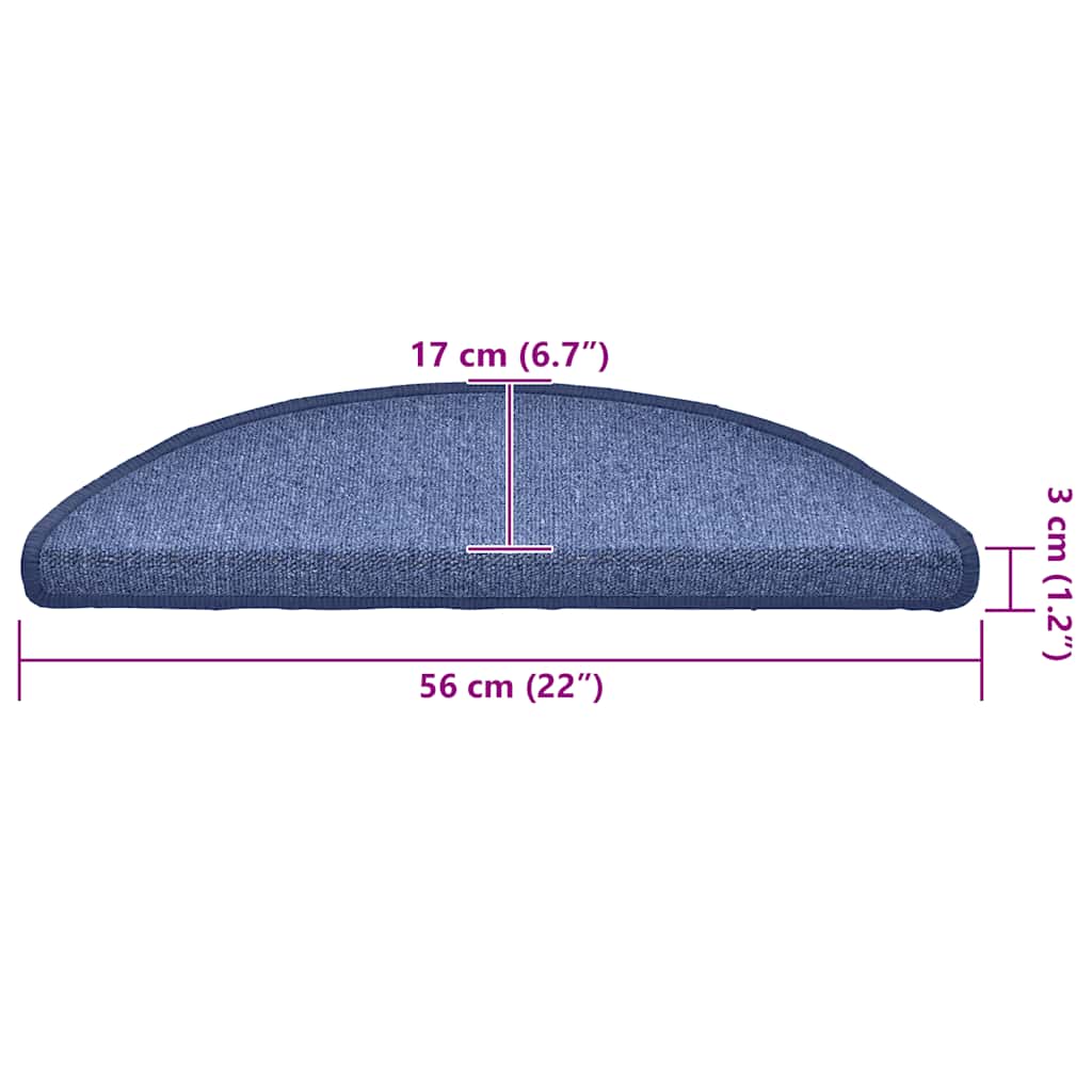 Tappetini per scale 30 pz 56x17x3 cm blu semicircolari