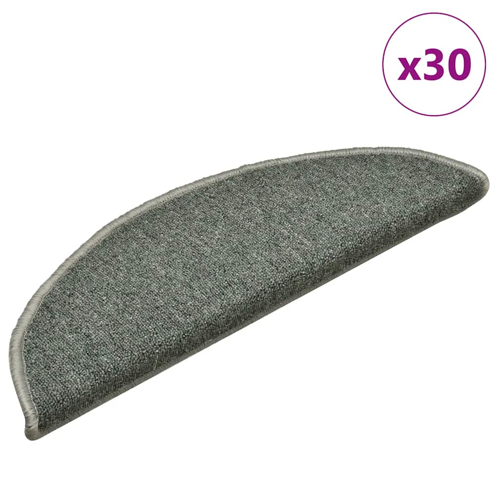 Tappetini per scale 30 pz 56x17x3 cm Verde scuro semicircolari