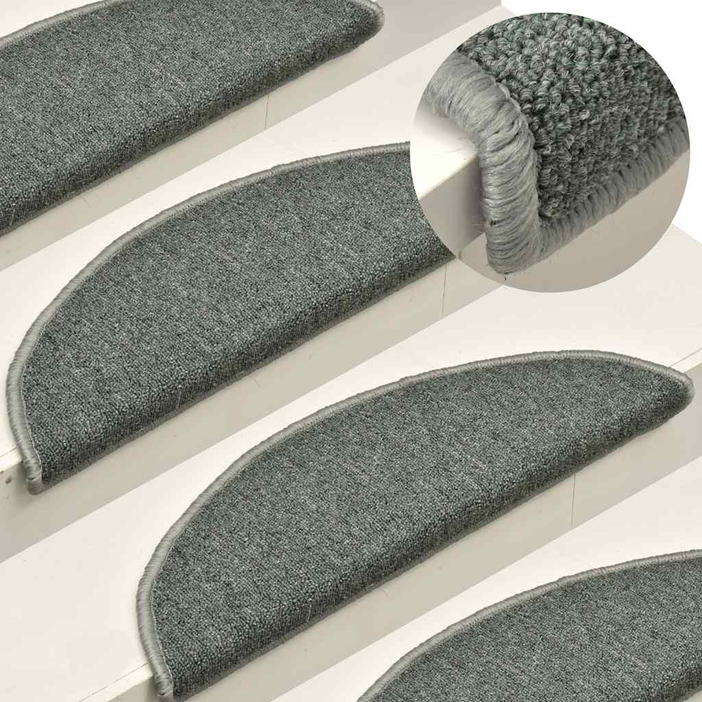 Tappetini per scale 30 pz 56x17x3 cm Verde scuro semicircolari