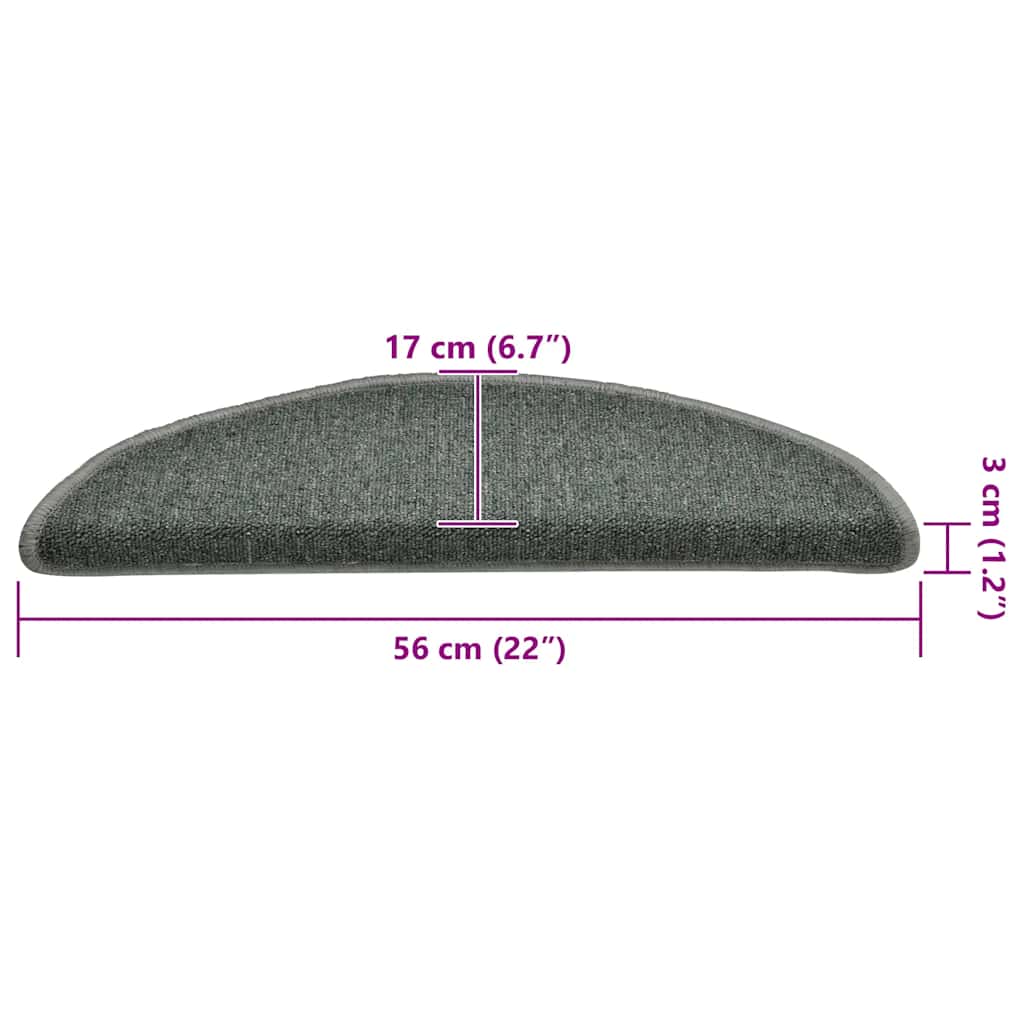 Tappetini per scale 30 pz 56x17x3 cm Verde scuro semicircolari