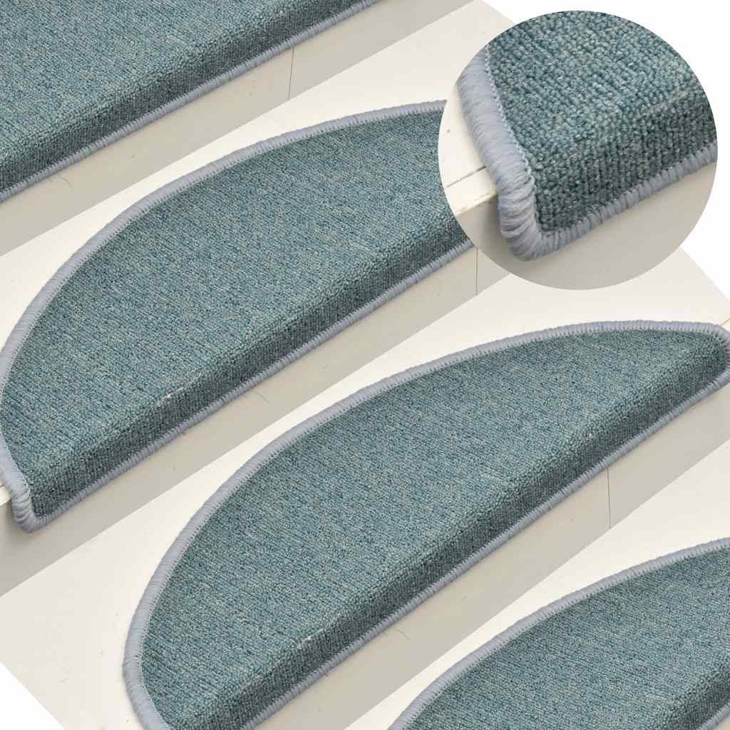 Tappetini per scale 30 pz 56x17x3 cm Blu mare Semicircolari