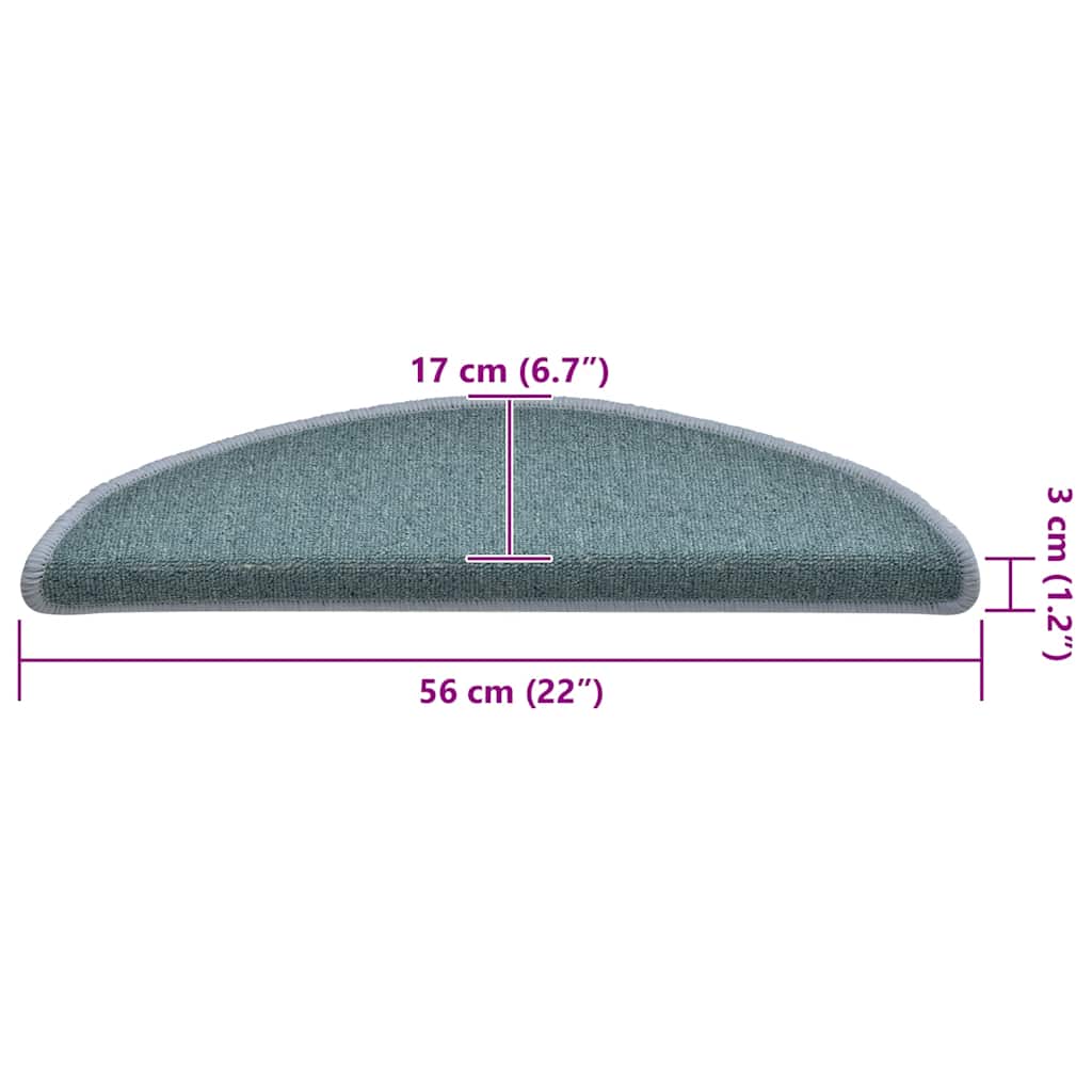 Tappetini per scale 30 pz 56x17x3 cm Blu mare Semicircolari