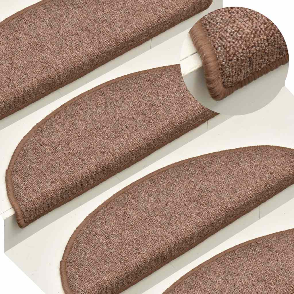 Tappetini per scale 30 pz 56x17x3 cm Marrone Semicircolari