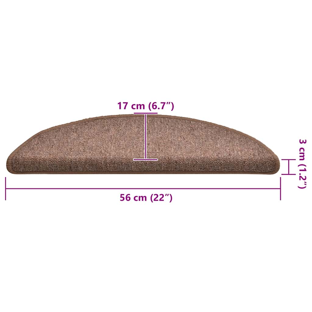 Tappetini per scale 30 pz 56x17x3 cm Marrone Semicircolari