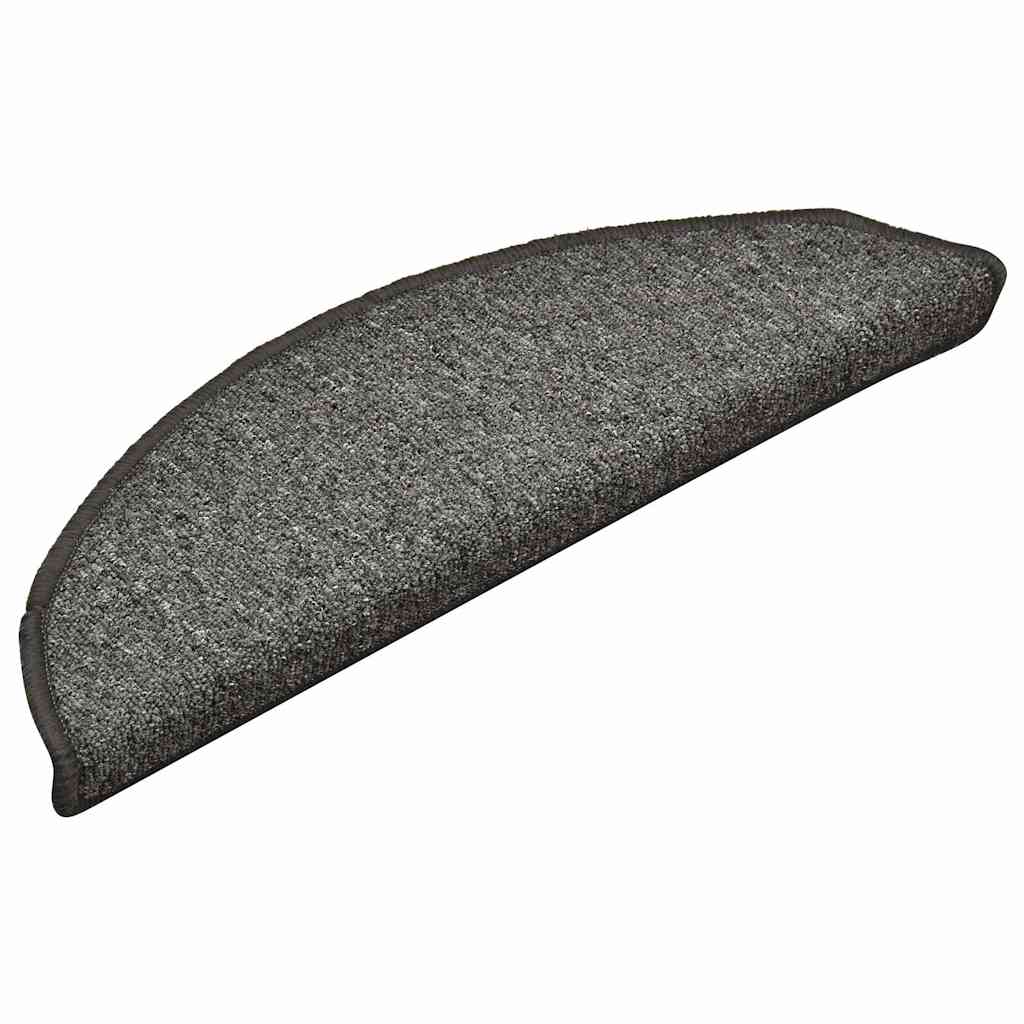 Tappetini per scale 30 pz 56x17x3 cm Grigio e Nero Semicircolari