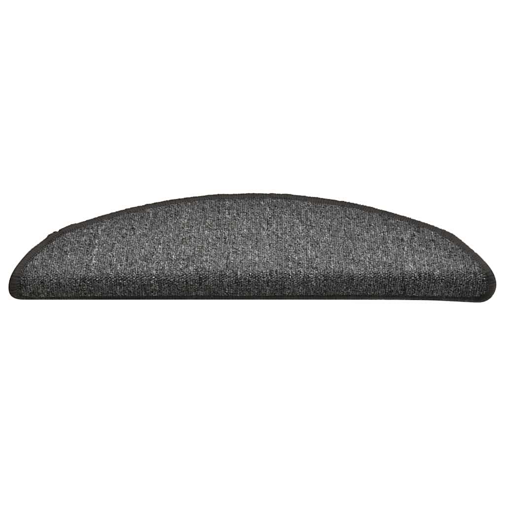 Tappetini per scale 30 pz 56x17x3 cm Grigio e Nero Semicircolari