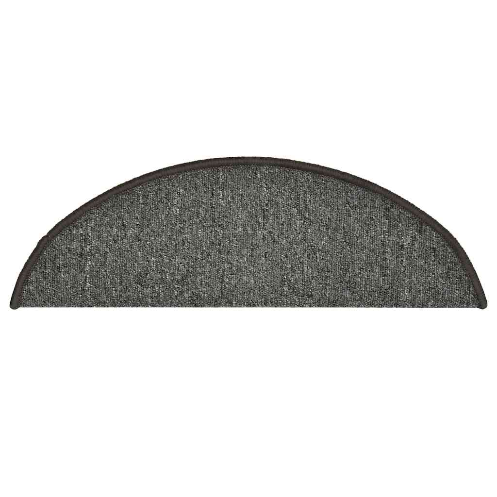 Tappetini per scale 30 pz 56x17x3 cm Grigio e Nero Semicircolari
