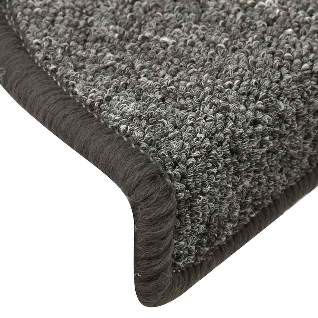 Tappetini per scale 30 pz 56x17x3 cm Grigio e Nero Semicircolari