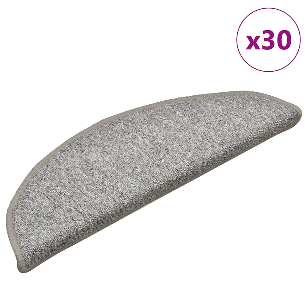 Tappetini per scale 30 pz 56x17x3 cm Grigio chiaro Semicircolari