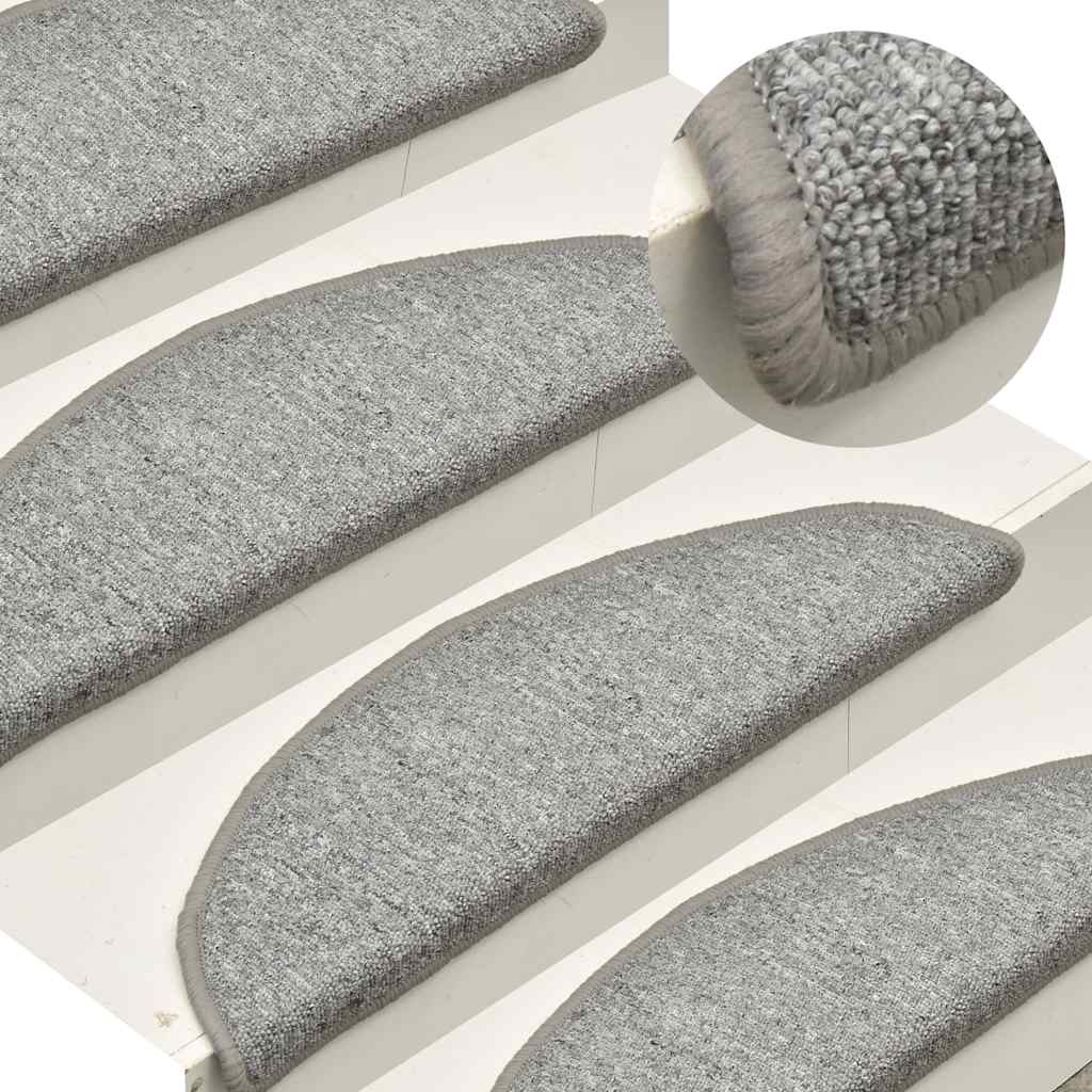 Tappetini per scale 30 pz 56x17x3 cm Grigio chiaro Semicircolari