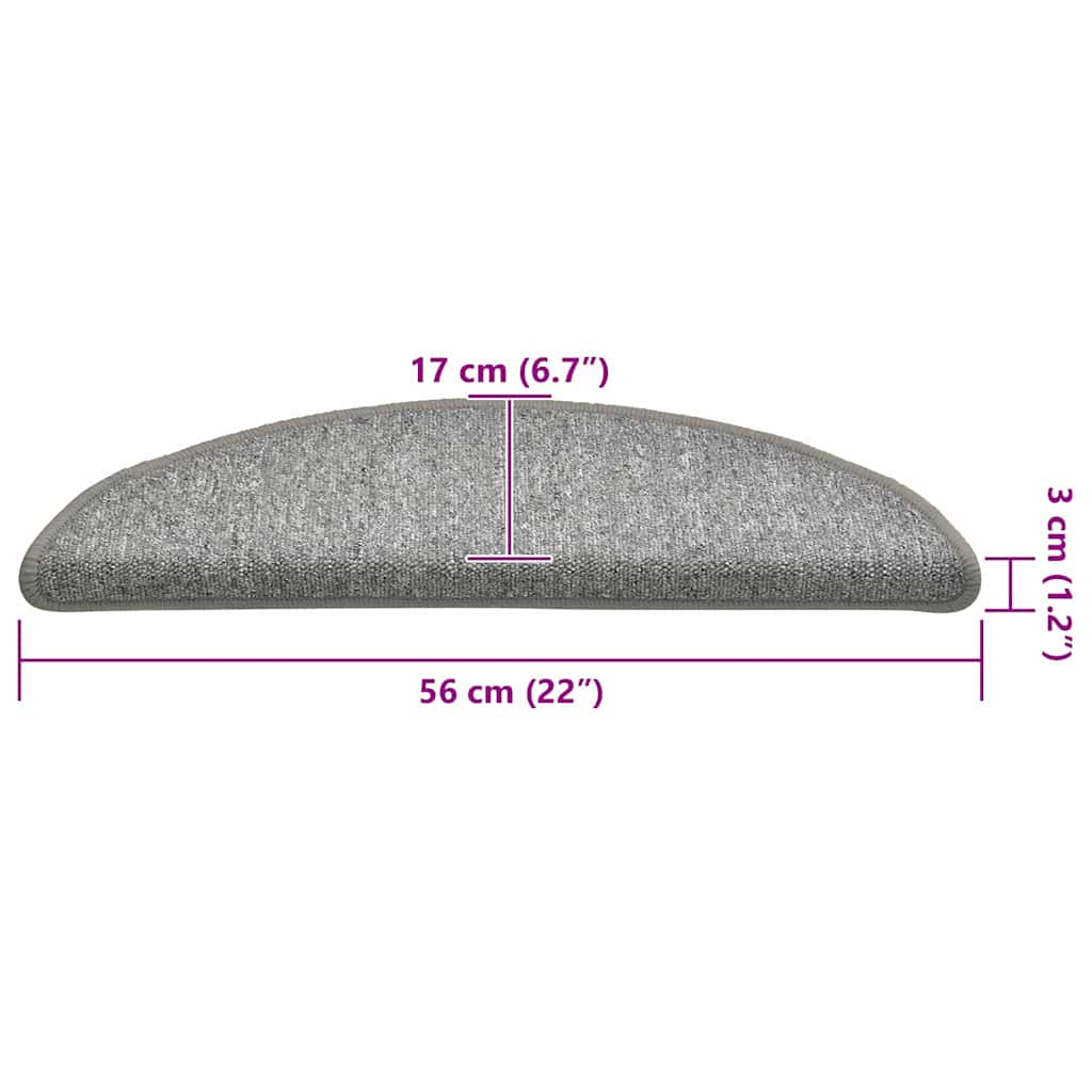 Tappetini per scale 30 pz 56x17x3 cm Grigio chiaro Semicircolari
