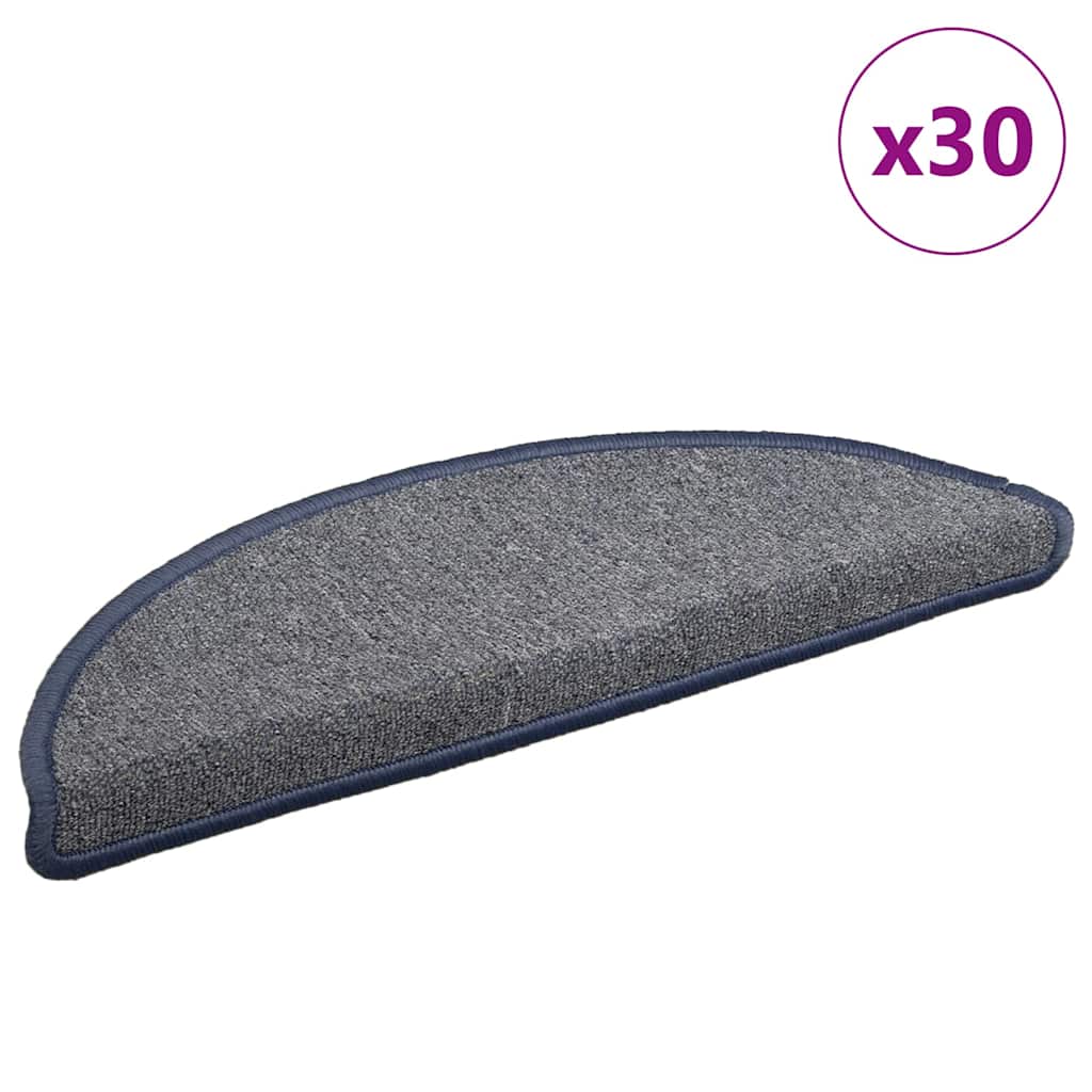 Tappetini per scale 30 pz 56x17x3 cm grigio chiaro e blu semicircolari