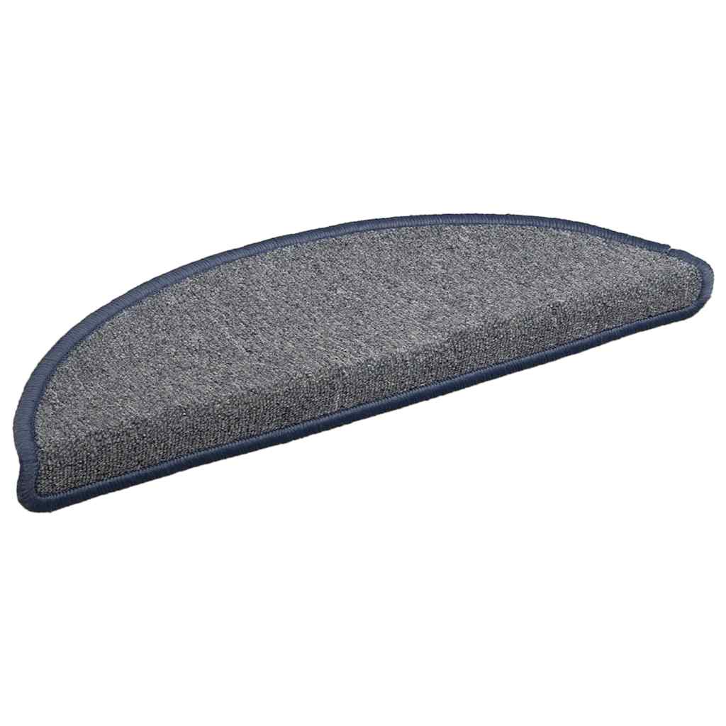 Tappetini per scale 30 pz 56x17x3 cm grigio chiaro e blu semicircolari