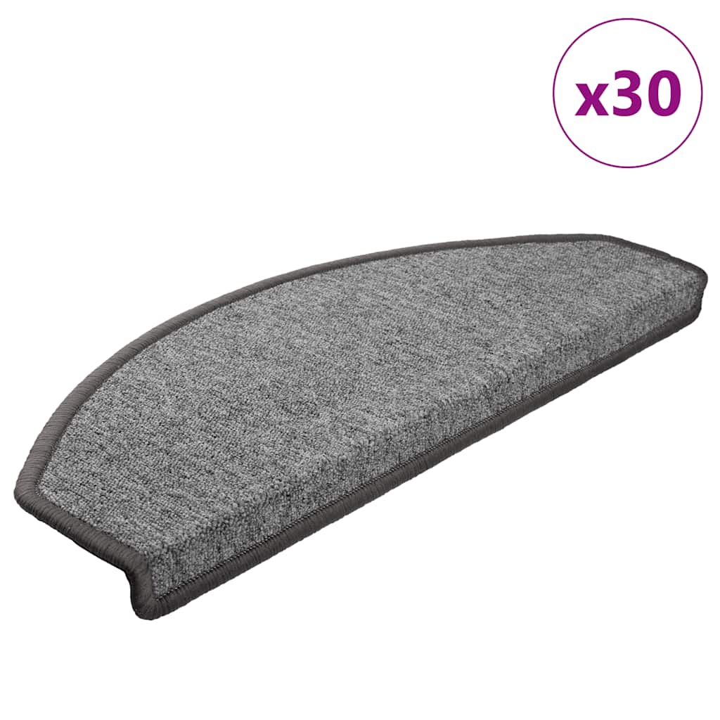Tappetini per scale 30 pz 65x24x4 cm Grigio scuro Semicircolari Grandi