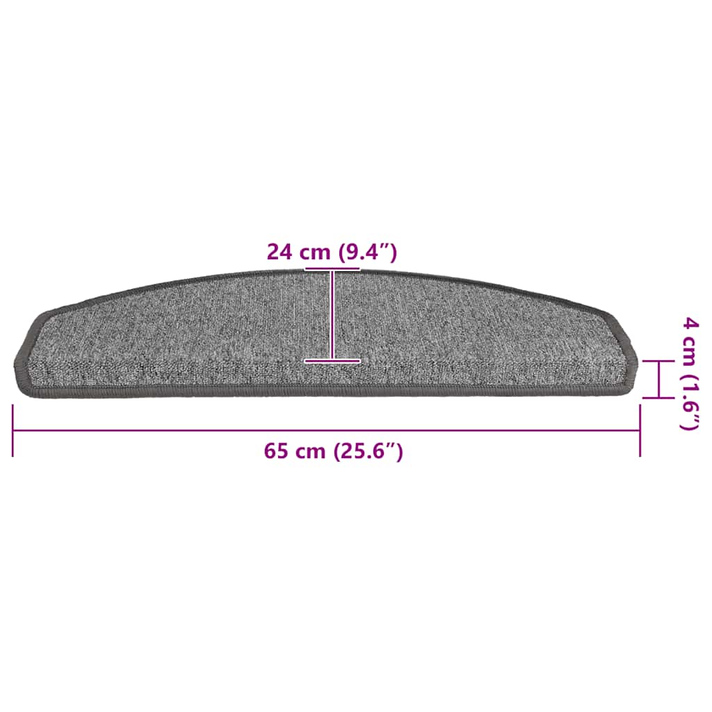 Tappetini per scale 30 pz 65x24x4 cm Grigio scuro Semicircolari Grandi