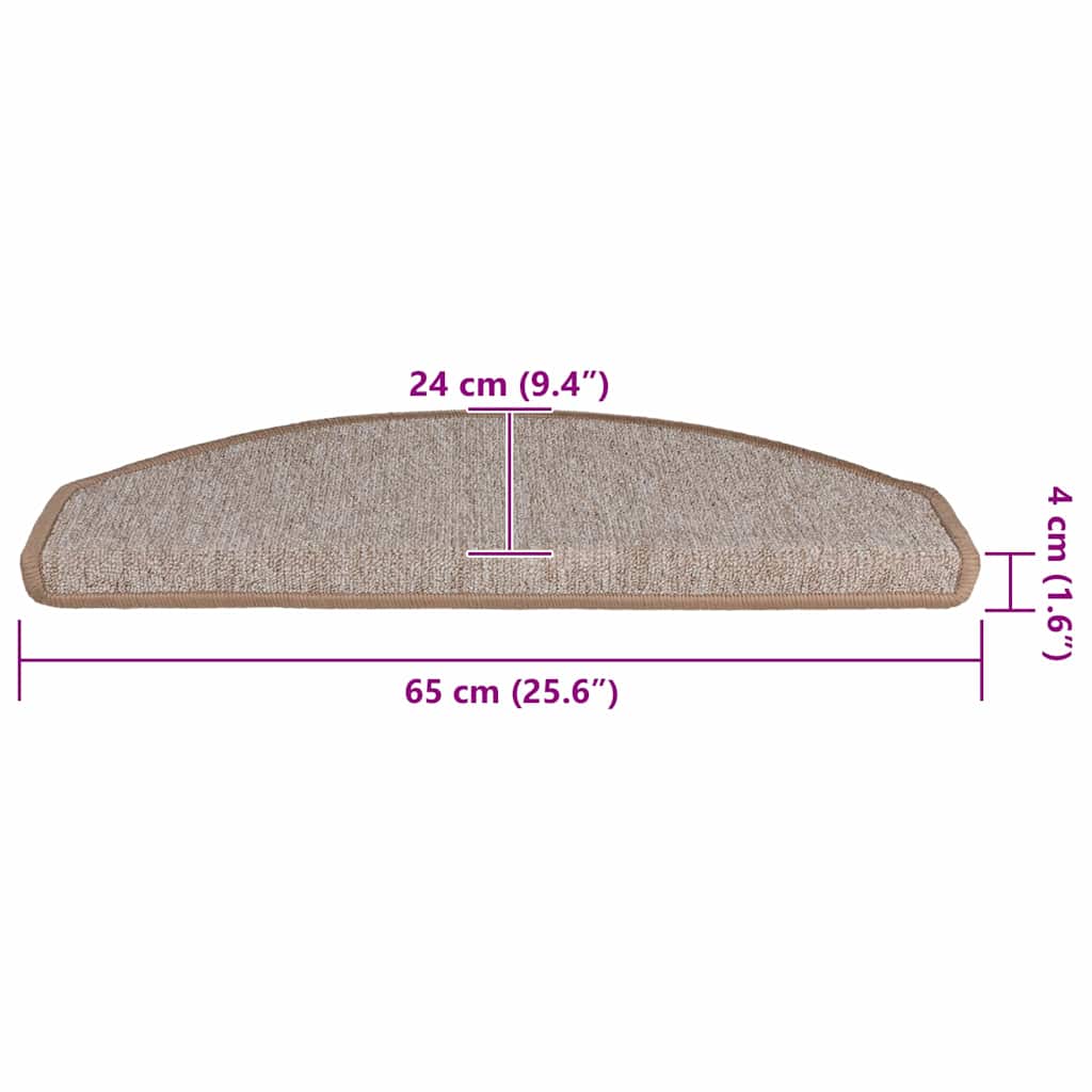 Tappetini per scale 30 pz 65x24x4 cm Marrone chiaro Semicircolari Grandi
