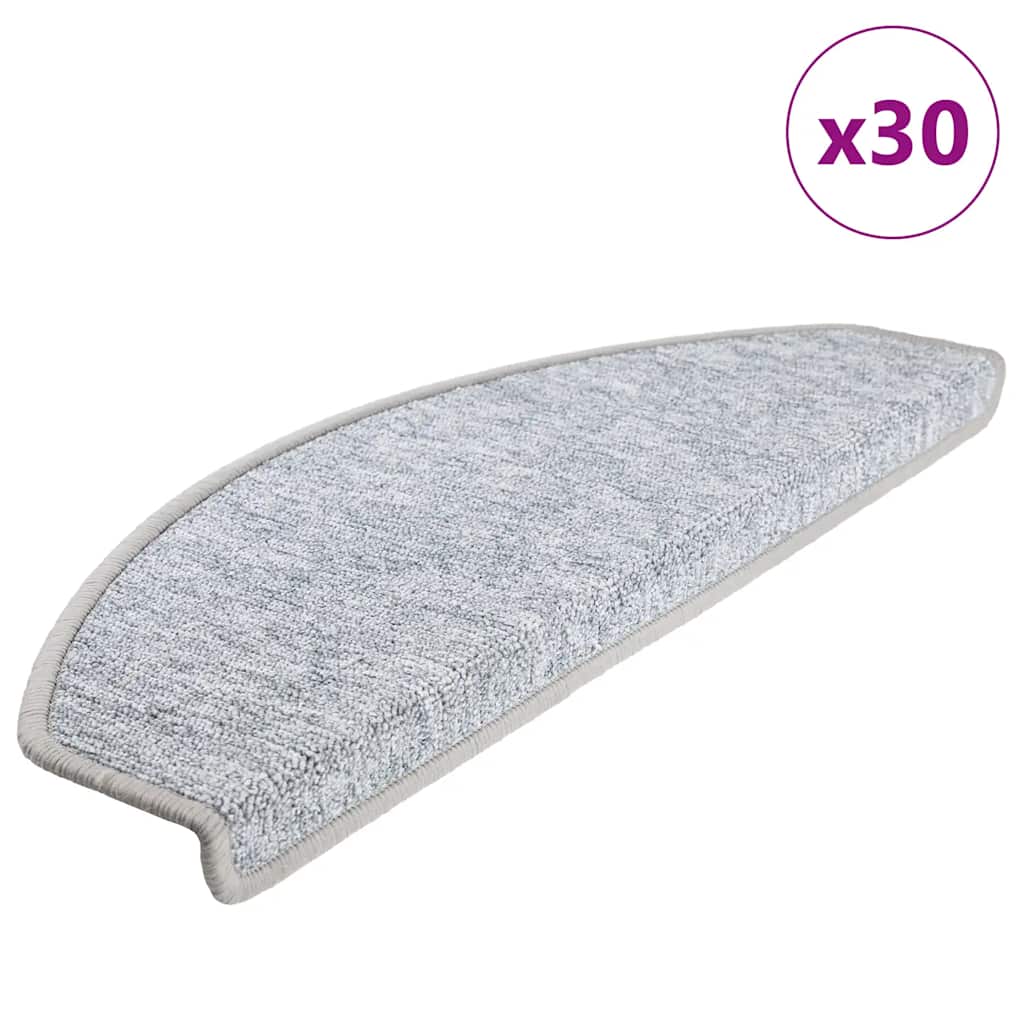 Tappetini per scale 30 pz 65x24x4 cm Grigio chiaro Semicircolari Grandi