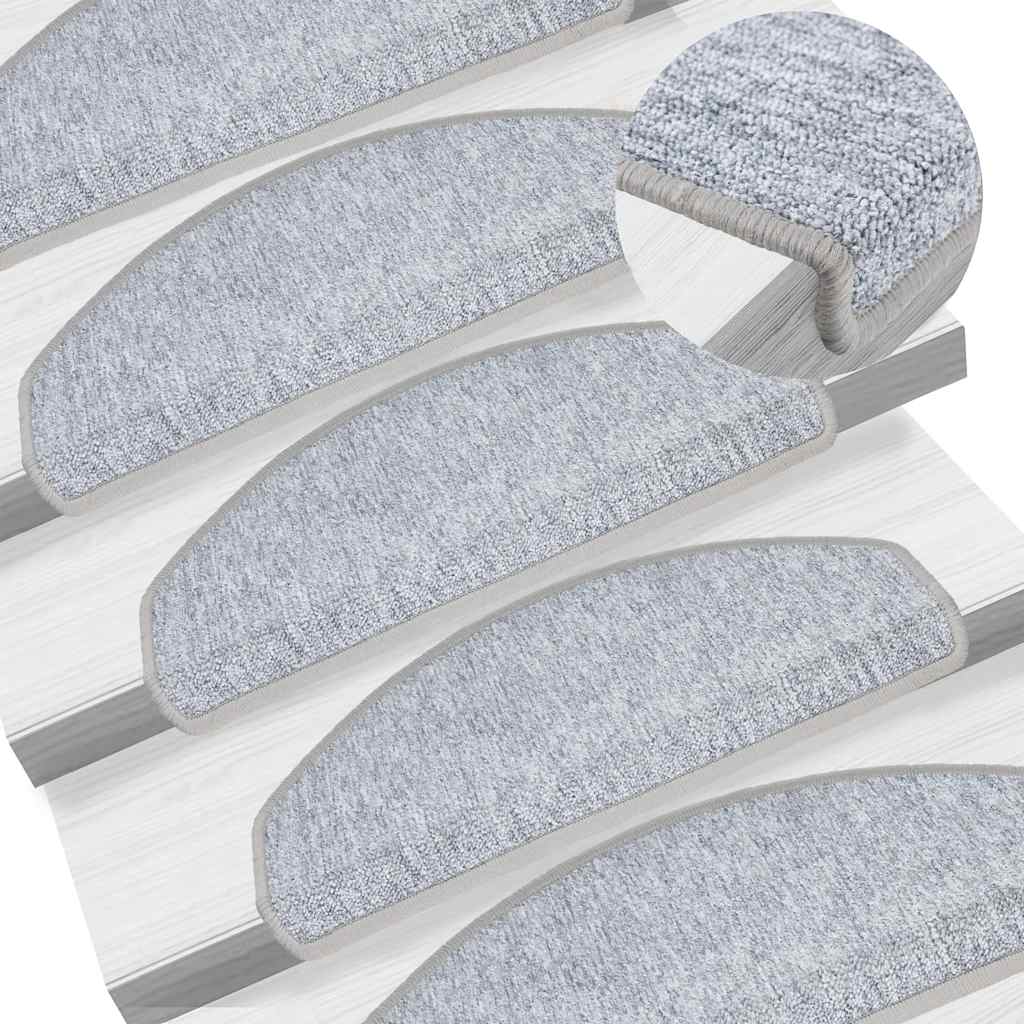 Tappetini per scale 30 pz 65x24x4 cm Grigio chiaro Semicircolari Grandi
