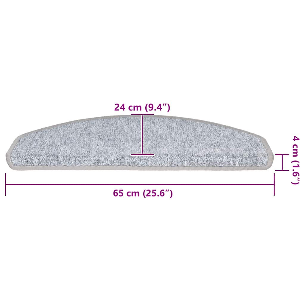 Tappetini per scale 30 pz 65x24x4 cm Grigio chiaro Semicircolari Grandi
