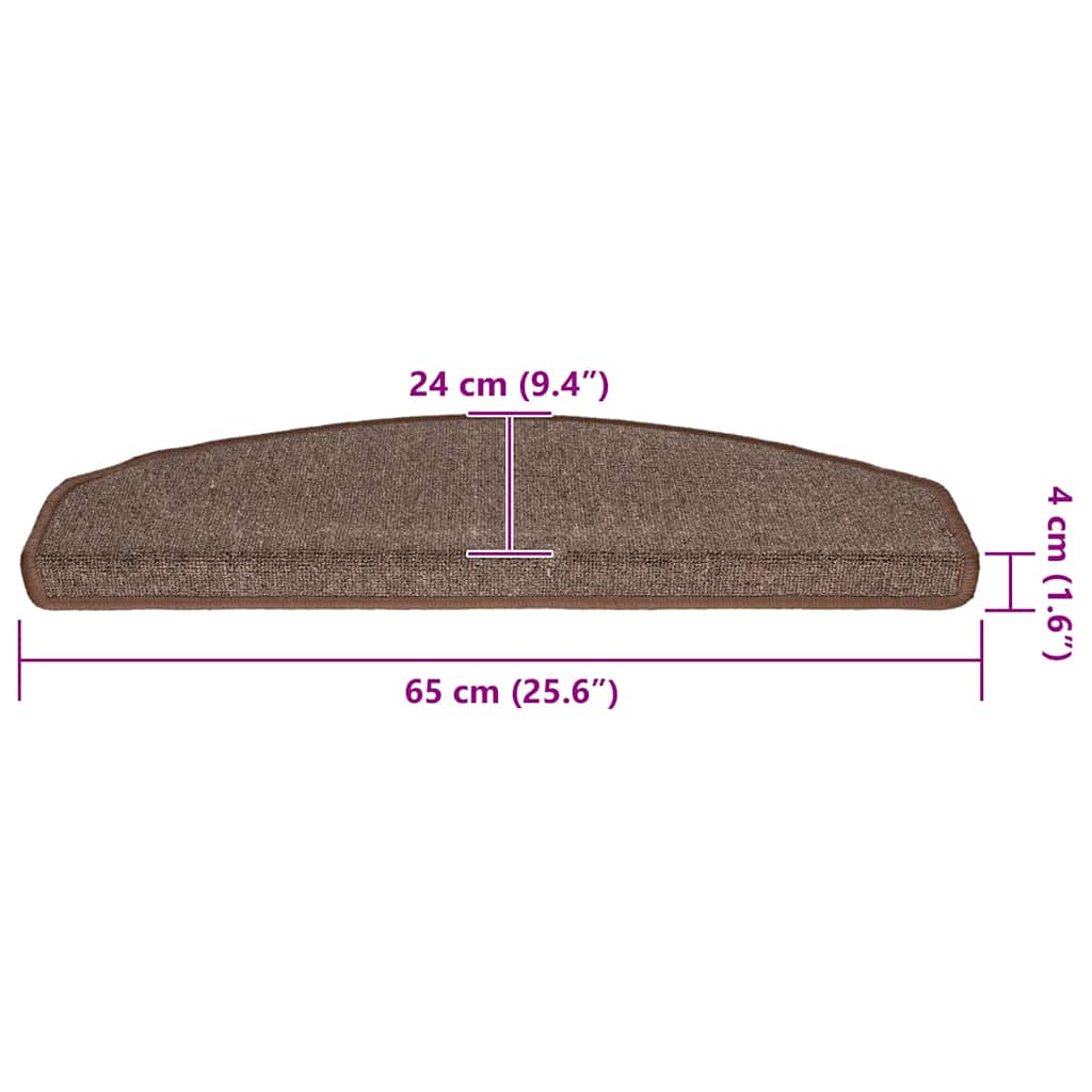 Tappetini per scale 30 pz 65x24x4 cm Marrone caffè Semicircolari Grandi